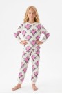 Garson Kız Çocuk Baskılı %100 Pamuk Süprem Kumaş Reaktif Boyama Uzun Kollu Pijama Takımı