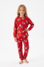 Erkek Çocuk Sevimli Ayıcık Desenli %100 Pamuk Reaktif Boyama Süprem Kumaş Uzun Kollu Pijama Takımı