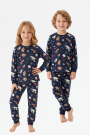 Erkek Çocuk Kurabiye ve Noel Baba Desenli  %100 Pamuk Reaktif Boyama Süprem Kumaş Uzun Kollu Pijama Takımı