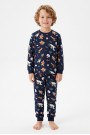 Erkek Çocuk Kurabiye ve Noel Baba Desenli  %100 Pamuk Reaktif Boyama Süprem Kumaş Uzun Kollu Pijama Takımı