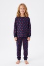 Kız Çocuk Kalp Baskılı %100 Pamuk Süprem Kumaş Reaktif Boyama Uzun Kollu Pijama Takımı