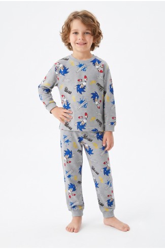 Erkek Çocuk Karakter Baskılı %100 Pamuk Süprem Kumaş Reaktif Boyama Uzun Kollu Pijama Takımı