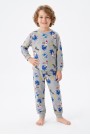 Erkek Çocuk Karakter Baskılı %100 Pamuk Süprem Kumaş Reaktif Boyama Uzun Kollu Pijama Takımı