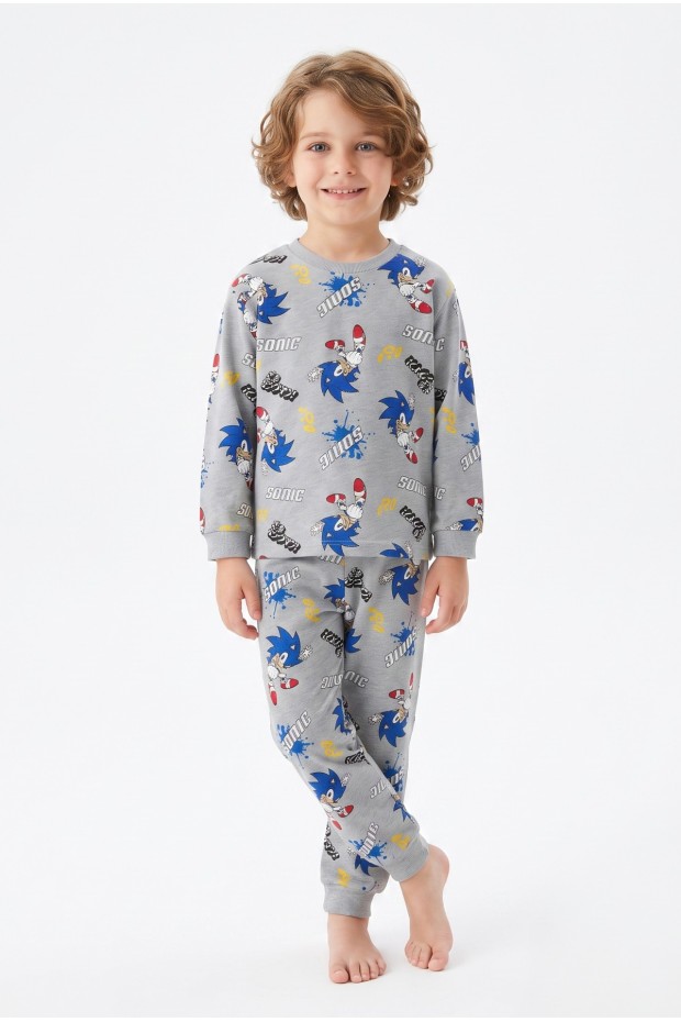 Erkek Çocuk Karakter Baskılı %100 Pamuk Süprem Kumaş Reaktif Boyama Uzun Kollu Pijama Takımı