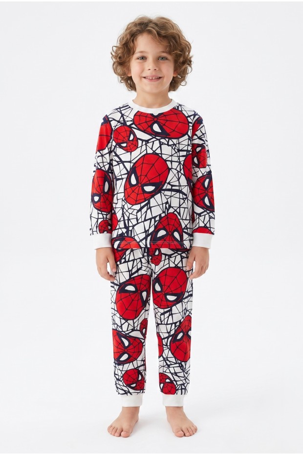 Erkek Çocuk Karakter Baskılı %100 Pamuk Süprem Kumaş Reaktif Boyama Uzun Kollu Pijama Takımı