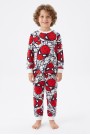 Erkek Çocuk Karakter Baskılı %100 Pamuk Süprem Kumaş Reaktif Boyama Uzun Kollu Pijama Takımı