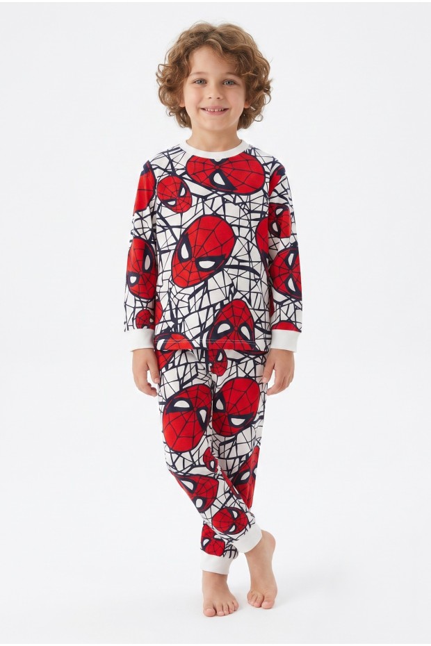 Erkek Çocuk Karakter Baskılı %100 Pamuk Süprem Kumaş Reaktif Boyama Uzun Kollu Pijama Takımı