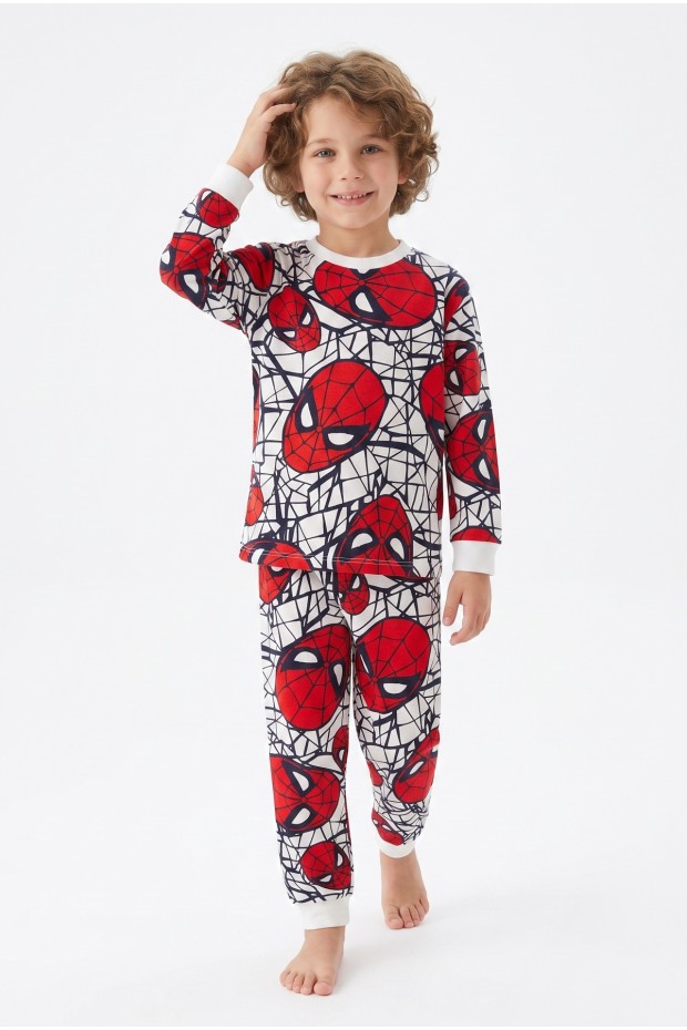 Erkek Çocuk Karakter Baskılı %100 Pamuk Süprem Kumaş Reaktif Boyama Uzun Kollu Pijama Takımı