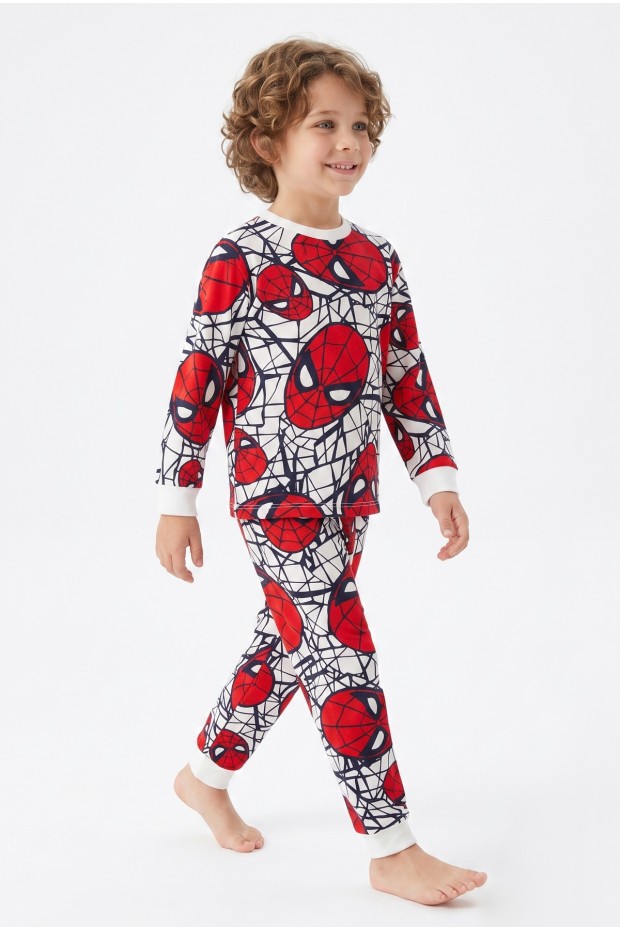 Erkek Çocuk Karakter Baskılı %100 Pamuk Süprem Kumaş Reaktif Boyama Uzun Kollu Pijama Takımı