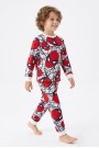 Erkek Çocuk Karakter Baskılı %100 Pamuk Süprem Kumaş Reaktif Boyama Uzun Kollu Pijama Takımı