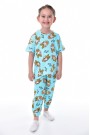 Kız Çocuk Ördek Figürlü ve Leopar Fiyonk Desenli %100 Pamuk İnterlok Kumaş Kısa Kollu Pijama Takımı  