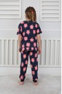 Kız Çocuk Çiçek Desenli %100 Pamuk Reaktif Boyalı Süprem Kumaş Kısa Kollu Pijama Takımı