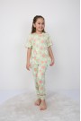 Kız Çocuk Papatya Desenli %100 Pamuk Süprem Kumaş Kısa Kollu Pijama Takımı 
