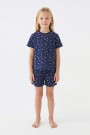 Kız Çocuk Çiçek Desenli %100 Pamuk Reaktif Boyalı Süprem Kumaş Kısa Kollu Şortlu Pijama Takımı