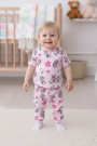 Bebek Köpek Figürlü ve Pati Desenli %100 Pamuk İnterlok Kumaş Kısa Kollu Pijama Takımı 