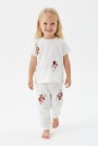 Kız Bebek Çiçek Baskılı %100 Pamuk Reaktif Boyalı Süprem Kumaş Kısa Kollu Pijama Takımı