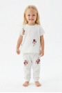 Kız Bebek Çiçek Baskılı %100 Pamuk Reaktif Boyalı Süprem Kumaş Kısa Kollu Pijama Takımı