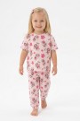 Bebek Köpek Figürlü ve Pati Desenli %100 Pamuk İnterlok Kumaş Kısa Kollu Pijama Takımı 