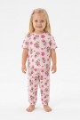 Bebek Köpek Figürlü ve Pati Desenli %100 Pamuk İnterlok Kumaş Kısa Kollu Pijama Takımı 