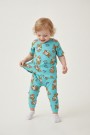 Bebek  Ördek Figürlü ve Leopar Fiyonk Desenli %100 Pamuk İnterlok Kumaş Kısa Kollu Pijama Takımı 