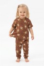 Bebek  Ördek Figürlü ve Leopar Fiyonk Desenli %100 Pamuk İnterlok Kumaş Kısa Kollu Pijama Takımı 