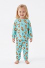 Bebek  Ördek Figürlü ve Leopar Fiyonk Desenli %100 Pamuk İnterlok Kumaş Kısa Kollu Pijama Takımı 