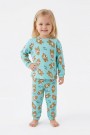 Bebek  Ördek Figürlü ve Leopar Fiyonk Desenli %100 Pamuk İnterlok Kumaş Kısa Kollu Pijama Takımı 