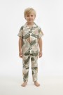 Erkek Çocuk Fırça Darbeli %100 Pamuk Reaktif Boyama Süprem Kısa Kollu Gömlek Pijama Takımı