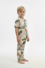Erkek Çocuk Fırça Darbeli %100 Pamuk Reaktif Boyama Süprem Kısa Kollu Gömlek Pijama Takımı