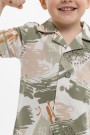 Erkek Çocuk Fırça Darbeli %100 Pamuk Reaktif Boyama Süprem Kısa Kollu Gömlek Pijama Takımı