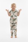Erkek Çocuk Fırça Darbeli %100 Pamuk Reaktif Boyama Süprem Kısa Kollu Gömlek Pijama Takımı