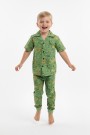 Erkek Çocuk Safari Hayvan Desenli %100 Pamuk Reaktif Boyama Süprem Kısa Kollu Gömlek Pijama Takımı