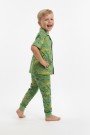 Erkek Çocuk Safari Hayvan Desenli %100 Pamuk Reaktif Boyama Süprem Kısa Kollu Gömlek Pijama Takımı