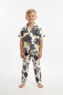 Erkek Çocuk Baskılı %100 Pamuk Reaktif Boyama Süprem Kısa Kollu Gömlek Pijama Takımı