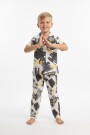 Erkek Çocuk Baskılı %100 Pamuk Reaktif Boyama Süprem Kısa Kollu Gömlek Pijama Takımı