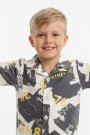 Erkek Çocuk Baskılı %100 Pamuk Reaktif Boyama Süprem Kısa Kollu Gömlek Pijama Takımı