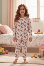 Kız Çocuk Köpek Desenli %100 Pamuk Reaktif Boyalı Süprem Kumaş Uzun Kollu Pijama Takımı