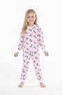 Kız Çocuk Köpek Desenli %100 Pamuk Reaktif Boyalı Süprem Kumaş Uzun Kollu Pijama Takımı