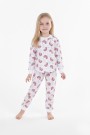 Kız Çocuk Köpek Desenli %100 Pamuk Reaktif Boyalı Süprem Kumaş Uzun Kollu Pijama Takımı