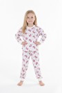 Kız Çocuk Köpek Desenli %100 Pamuk Reaktif Boyalı Süprem Kumaş Uzun Kollu Pijama Takımı