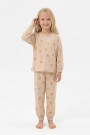 Kız Çocuk Desenli %100 Pamuk Reaktif Boyalı Süprem Kumaş Uzun Kollu Pijama Takımı