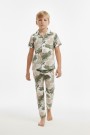 Garson Erkek Çocuk Fırça Darbeli %100 Pamuk Reaktif Boyama Süprem Kısa Kollu Gömlek Pijama Takımı