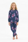 Kız Çocuk Baskılı %100 Pamuk Reaktif Boyalı Süprem Kumaş Uzun Kollu Pijama Takımı