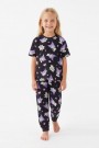 Kız Çocuk Baskılı %100 Pamuk Reaktif Boyalı Süprem Kumaş Kısa Kollu Pijama Takımı
