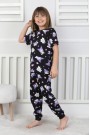 Kız Çocuk Baskılı %100 Pamuk Reaktif Boyalı Süprem Kumaş Kısa Kollu Pijama Takımı