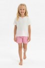Kız Çocuk Kısa Kollu Bisiklet Yaka Tişört Ve Şortlu Pamuklu Yazlık Pijama Takımı