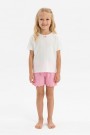 Kız Çocuk Kısa Kollu Bisiklet Yaka Tişört Ve Şortlu Pamuklu Yazlık Pijama Takımı