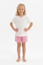Kız Çocuk Kısa Kollu Bisiklet Yaka Tişört Ve Şortlu Pamuklu Yazlık Pijama Takımı