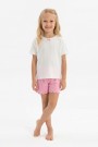 Kız Çocuk Kısa Kollu Bisiklet Yaka Tişört Ve Şortlu Pamuklu Yazlık Pijama Takımı