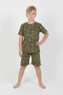 Erkek Çocuk Çoklu Gülen Yüz Baskılı %100 Pamuk Reaktif Boyama Süprem Şortlu Pijama Takımı